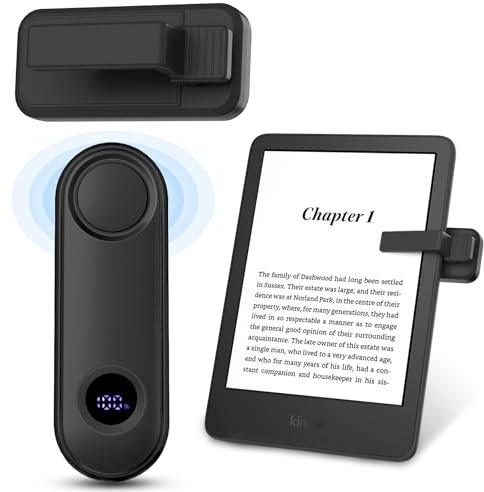 TiMOVO Télécommande Tourne-Pages pour Kindle Paperwhite Oasis Kobo eReaders,Clicker Tourne-Pages avec Dragonne et Écran d'alimentation pour iPhone iPad Android Tablet, Camera Video Remote Trigger-Noir