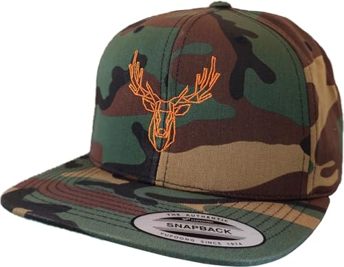 Baddery Jäger Flexfit Snapback Cap - „Polygon Hirsch“ (Camo - One Size)