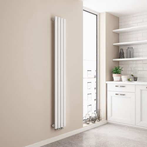 EMKE Radiateur Petit 1600 x 240 mm, Ovale Vertical, Blanc | Radiateur à Tubes Design, Raccord Central, Chauffage 427 W
