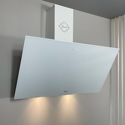 GURARI Kopffreihaube GCH 286 WH 9 Prime N, Dunstabzugshaube 90 cm, Weiß Glas, 1000m³/h