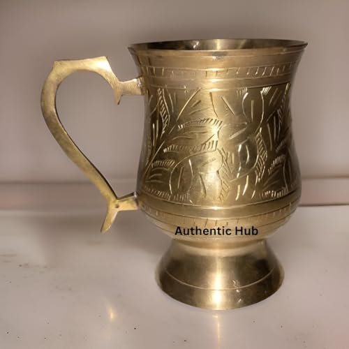Luxury Brass Mug: Handcrafted Engraved Tumbler - Buy Online Antique Glassware & Drinking Glass - Authentic HUB