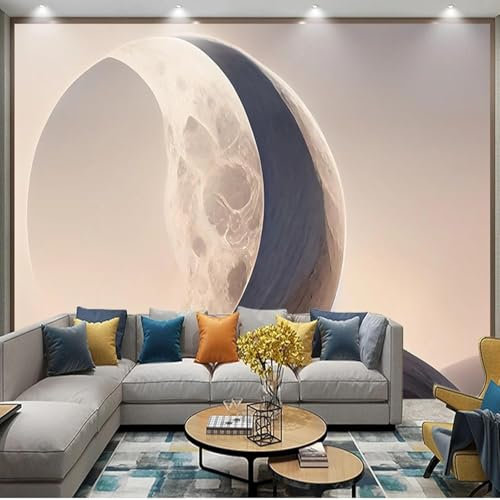 Tzxztt Arte Luna Pittura Su Pietra Arenaria Moderna Carta Da Parati 3d In Seta Goffrata Materiale Ideale Per La Camera Letto Del Soggiorno-150cm×105cm