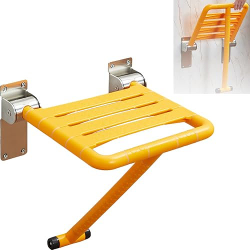 Duschklappsitz für Wandmontage,Duschsitz Klappbar Wandmontage,Duschsitz Klappbar Wandmontage,bis 300KG Duschhocker,zusammenklappbar,Platzsparend,Mit leuchtendem Ring für Senioren und Behinderte