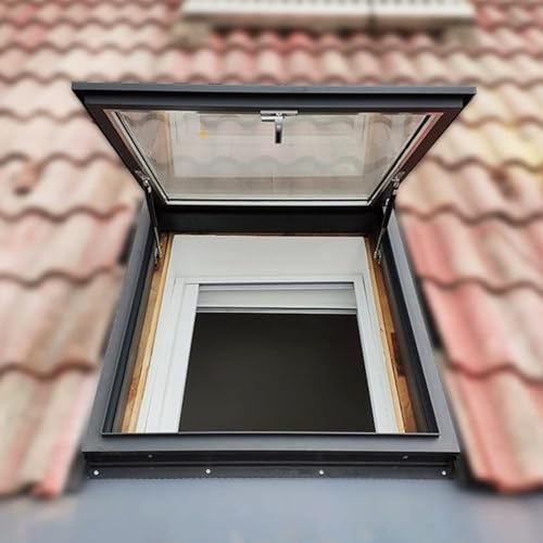 Lucernario per Tetto Finestre da Tetto Personalizzabili con Vetro Rinforzato, Lucernario in Alluminio per Tetti Piani/ a Falda, Finestra per Illuminazione Naturale di Vecchie Case/ Seminterrati(100x64