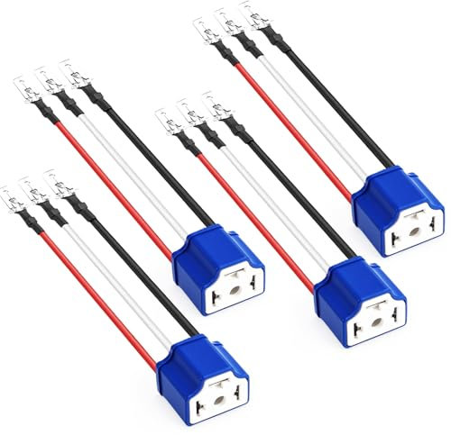 Keramik H4 Sockel H4 Scheinwerferstecker Stecker Keramik 4stk 3 Pin Adapter Scheinwerferstecker für Nachrüstung Auto Nebelscheinwerfer Boot LKW Marine Scheinwerfer