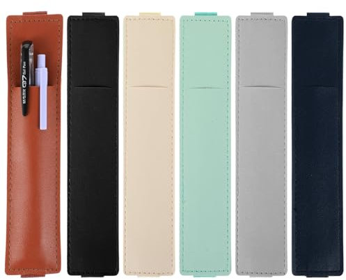 Mabor 6Pcs Elastic Notebook Pen Holder Adjustable Straps PU Leather Pen Sleeve Pouch for Journal Planner Pencil Holder for Book Binder School Office Supplies