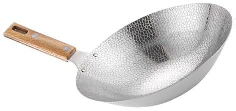 CIYODO Poêle Wok Inox 26 Cm Métal Robuste Conductivité Rapide Multifonction Maison Cuisson Au Gaz Et Électrique