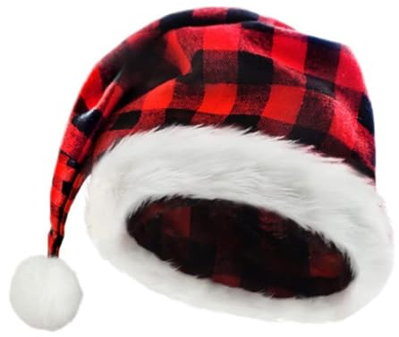 Piceioep Weihnachtsmütze mit warmem Plüschbesatz für Weihnachten, Partys, Versammlungen, saisonale Feiertagsrequisiten, Plaids, Weihnachtsmannmützen, Festival, Heimdekoration