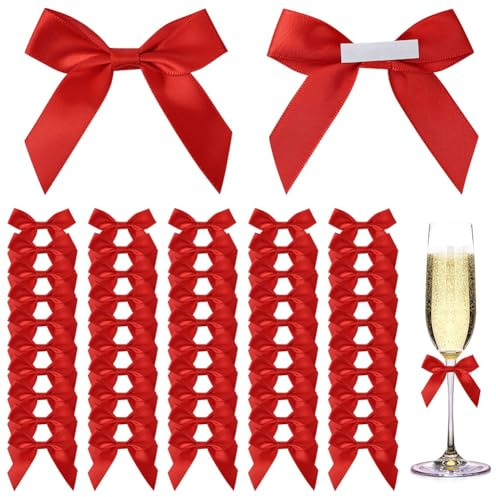 AOOSA 50 Stück Kleine Schleifen Selbstklebend, 6 × 6 cm Geschenkschleifen | Geschenk Schleifen, geschenkband weihnachten, Geschenk Deko für Hochzeiten und Geschenkverpackungen, Basteln