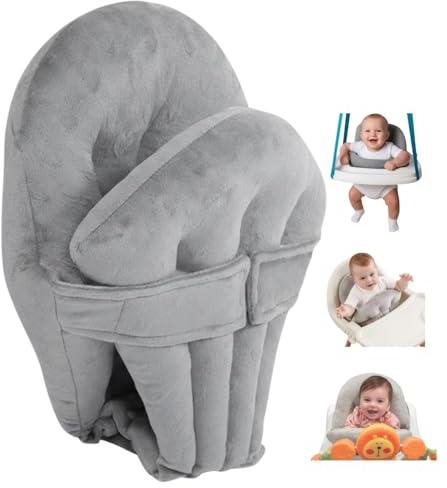 Cuddo Baby CuddleNest Babysitzstütze – 360° Rundum-Stütze mit verstellbarem Gurt, Sitzkissen für Babys, kompatibel mit Babyschaukel, Einkaufswagen, Lauflernhilfe, Aktivitätscenter & Hochstuhl – Grau