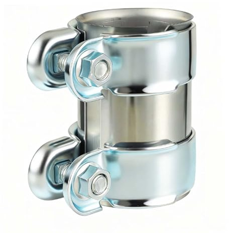 CDDCWZ Raccord de tuyau d'échappement de 55 mm, collier de serrage de tuyau d'échappement en acier inoxydable, collier de serrage de tuyau d'échappement à double serrage (Ø : 55 mm, L : 95 mm)