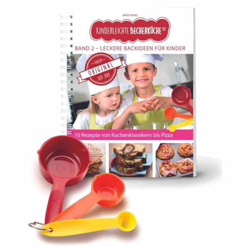Kinderleichte Becherküche Band 2 – Leckere Backideen für Kinder – Backset | Backbuch für Kinder ab 3 Jahren mit 10 Bildrezepten und 3 farbigen Messbechern