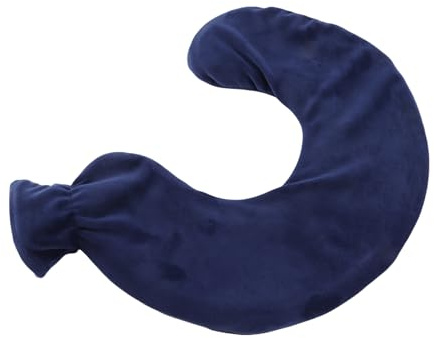Dilwe U-förmige Wärmflasche, Nackenwärmer mit Abnehmbarem Bezug Zur Schmerzlinderung, Gummi-Heizkissen mit 1 L Fassungsvermögen für Winterreisen (Navy blau)
