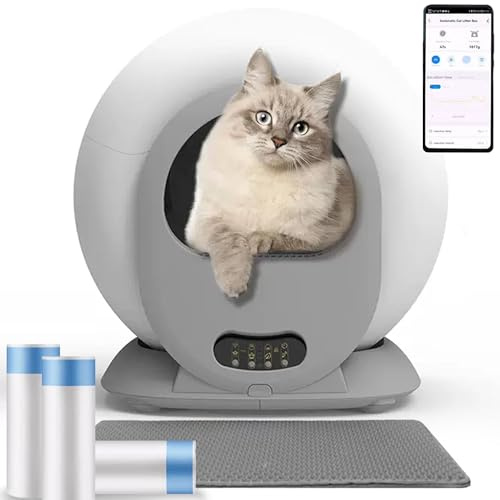 Katzenklo Selbstreinigend, Groß XXL 65L, Selbstreinigende Katzentoilette mit APP-Steuerung, Automatisches Katzenklo für 2 Katzen, Self Cleaning Cat Litter Box