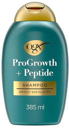 OGX ProGrowth + Peptide Klärendes Shampoo, 385 ml | Haarwachstum & Kopfhaut-Peeling mit Mandelsäure & Peptiden, Sulfatfrei, Ideal für feines oder dünner werdendes Haar