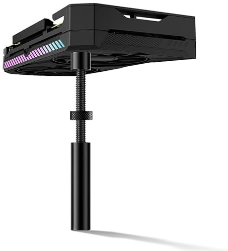 JPudinor GPU-Stützständer – Schwarz L (74–120 mm), Verstellbare Grafikkarten-Anti-Durchhang-Halterung, Magnetbasis & Silikonauflagen, für RTX/AMD-GPUs