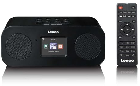 Lenco DIR-121 Stereo-Internetradio mit DAB+, FM und Bluetooth® 5.3, 2,4 TFT-LCD-Farbdisplay, 2 x 3W RMS, WLAN, Fernbedienung, Wecker, Sleep Timer