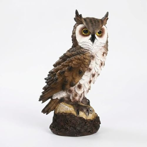 Gartenfigur Eule Braun: Wetterfeste Gartendeko Skulptur, Polyresin Outdoor | UV-beständig, frostsicher, handbemalte Details, naturgetreue Optik, ideal für Balkon & Teich, Geschenkidee