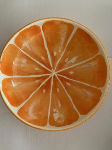 Exner GmbH Keramik Müslischale mit Orangen Motiv, Gelb, Rund, 20x5cm, Obstschale Schüssel