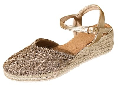 Espadrillas da donna con zeppa, punta chiusa, cinturino alla caviglia, estive, casual, scarpe da vacanza, comode, testurizzate, con plateau, tacco basso