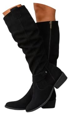 ORANDESIGNE Stivali Western Estivi da Donna Alla Caviglia Motivo Traforato Stivali da Cowboy in Camoscio Boho chic A Nero 39 EU