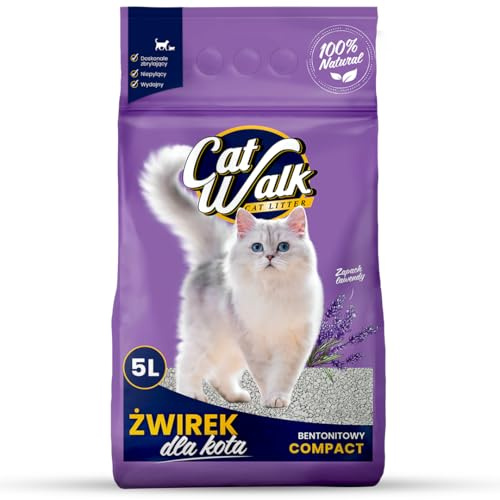 CatWalk Lavendel Katzenstreu | 5L - Einzelpack | 100% Bentonit, klumpend, Geruchskontrolle, Frischer Lavendelduft, hohe Saugkraft|