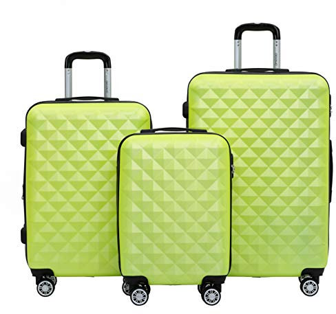 BEIBYE Kofferset 4 Zwillingsrollen Hartschale Trolley Koffer Reisekoffer Reisekofferset Gepäckset in 12 Farben (Grün)
