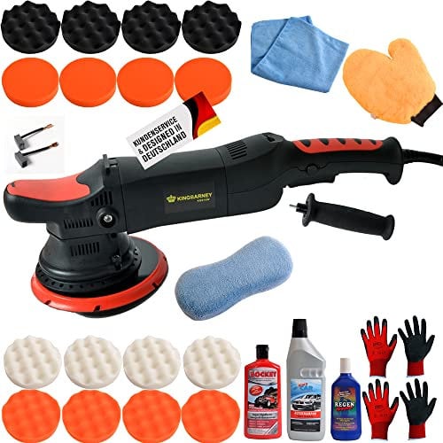 Duke-Handel Poliermaschine für Auto - Exzenter 810 Watt mit 21 mm Hub und 6m Kabel inkl. Koffer (Set XL)
