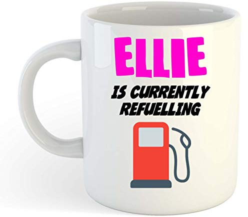 grabmybits Ellie is Currently Refuelling Mug Pink - Funny, Gift, Name, Personalised