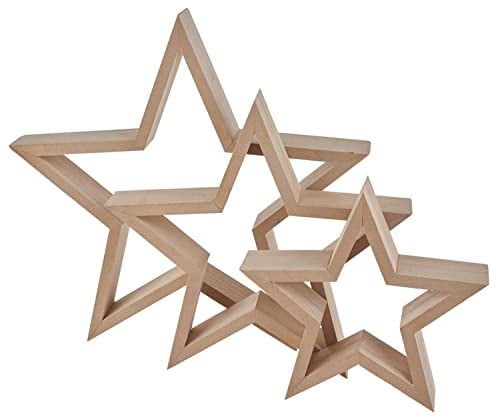 VBS Holz-Sterne Frame 3er-Set MDF-Holz furniert