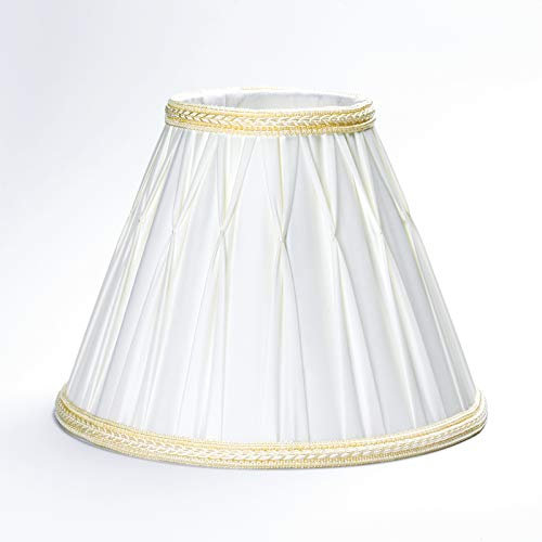 Ersatz Lampenschirm Stoffschirm creme weiß Schirm Aufnahme f. Fassung E27 Goldkante mit Borte Stoff (Ø 23cm)