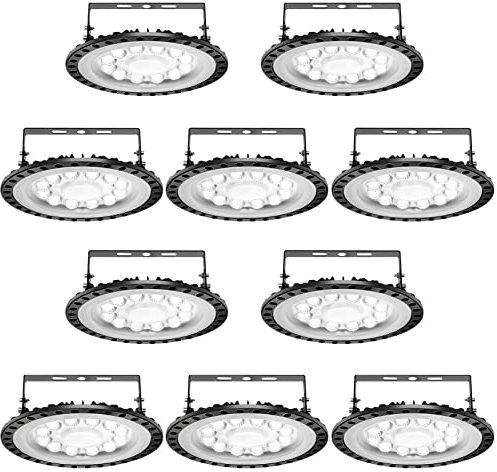 Viugreum 10 PACK UFO LED 50W, Foco LED de Exterior 50W, ​Lámpara de Alta Luminosidad 5000LM, Blanco Frío 6500K, Lámpara Industrial IP65 Impermeable,Campana Led Industrial para Garaje/Fábrica/Taller