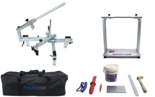 MAX2H Reifenmontiergerät EVO2 für Motorräder inkl. Wuchtbock, Starterpaket mit grauen Klebegewichten & Tasche – Profi Reifenmontage Motorrad