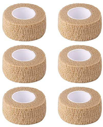 6pc-1 Inch Wide Skin Colour Elastic Self- Adhesive Bandage Finger Tape,Wrap Bandages, for Wrist and Ankle for Chair and Table Legs to Reduce Friction and Noise