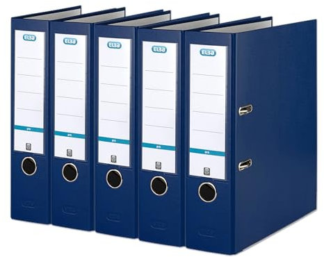 Elba Ordner A4 smart Pro, 8 cm breit, Kunststoff außen, blau, 5 Stück