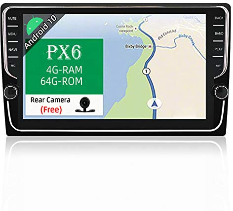 JOYX PX6 Android 10 Doppel Din Autoradio Mit GPS Navi -4G+64G - Rückfahrkamera KOSTENLOS - 9 Zoll HD Bildschirm - Unterstützen DAB HDMI 4K-Video Lenkradsteuerung 4G WiFi Bluetooth4.0 Mirrorlink Google