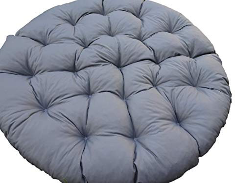 TBA Papasansessel Kissen, Polster Bodenkissen für Schwenksessel, Rund Papasan Sessel, Polyrattan Sessel - Durchmesser 130 cm und Kissenstärke 10-12cm (Grau)
