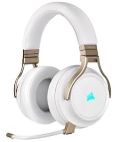 Corsair VIRTUOSO RGB WIRELESS High-Fidelity Gaming Headset (50mm High-Density Neodymium Speakers, 60ft Signal Range, Omni-Directional High-Bandwidth Microphone) Pearl CA-9011224-EU