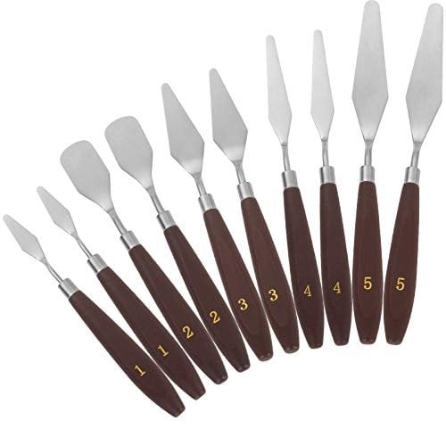 10 PCS Palette Knives Art Painting Knife Set with Stainless Steel Blade and Wooden Handles Mixing Scraper Kit for Artist Oil Painting,Oil,Acrylic,Crafts