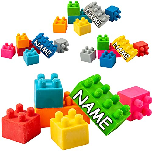 alles-meine.de GmbH Bausteine Artikel wählbar 6 TLG. Set - Radiergummi - bunt - inkl. Name - Radierer - für Kinder & Erwachsene/lustig witzig - Mädchen Jungen Junge - groß ..