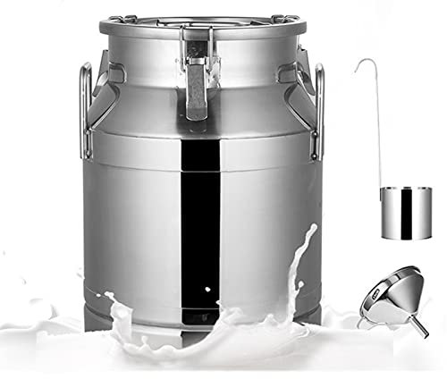 WSHA Edelstahl-Milchkannen-Tote 15L-60L Weinfass-Silikon-Dichtungsdeckel mit Füller für kommerzielle Viehzucht,60L(38x68cm)