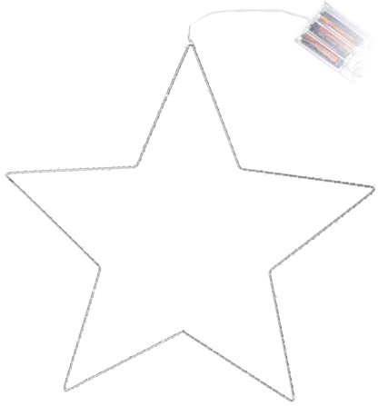 Leuchtstern Silhouette schwarz für Außen mit Timer - 40 LED / 40 cm - Metall Weihnachtsstern zum Hängen warm weiß beleuchtet - Weihnachten Advent Fensterdeko Wandschmuck Outdoor Deko Beleuchtung