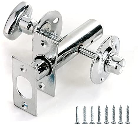 TERF® Heavy Duty Polished Chrome 60mm Thumb Turn Security Bolt Door Lock and Emergency Coin Release Thumb-Turn Privacy Door Lock with Fixing Screws for Toilet Bathroom - Pack of 1