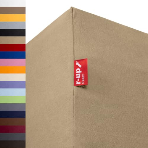 r-up Passt Spannbettaken 140x200-160x200 Sand | 100% Baumwolle, 130 g/m² Tuchgewicht, bis 35cm Höhe, viele Farben, OEKO-TEX, stressfrei auch für hohe Matratzen