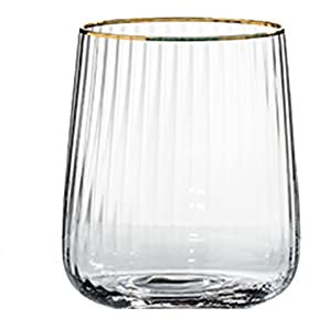 Highball Glasses Glass Cups Crystal Gold Rim Glass Drinking Cup Mug Whiskye Cup Wine Glasses Large Tea Coffee Cup Home Cafe Bar Drinkware Juice Glasses (Capacity : 475ml)