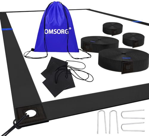OMSORG 2-in-1 Beachvolleyball-Linien, robuste Volleyball-Grenzlinien mit verstärkten Ecken, passend für Sand, Hinterhof, Gras, 5,1 cm, offizielle Größe 66,3 x 132,6 cm
