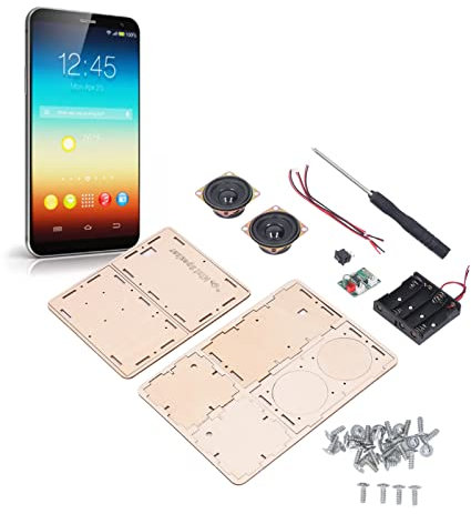 Uadme Kit Cassa Bluetooth Fai Da Te,Kit Altoparlanti In Legno Assemblaggio Fai-Da-Te Portatile Modulo Circuito Stereo Scatola Altoparlante Elettronico per Altoparlante Esperimento Scientifico DIY
