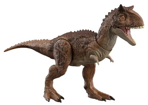 Jurassic World: Das gefallene Königreich“ Dinosaurier-Spielzeug Epischer Kampf Beiß-Attacken-Carnotaurus, Exklusive Spezies als Actionfigur, Mit Lichtern und Geräuschen, 2 Zerstörungsbereiche, HND19