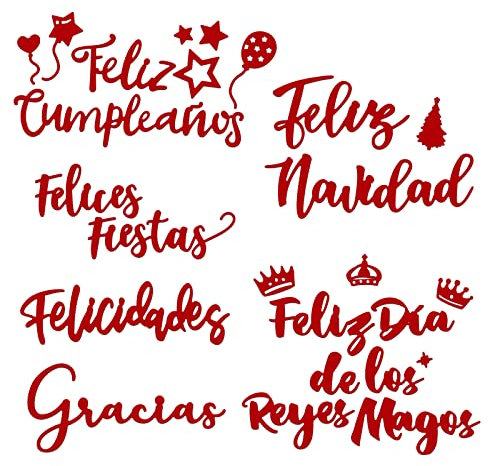 Kit 6 Troqueles Scrapbooking Español Feliz Navidad Los Reyes Magos Cumpleaños Gracias Troqueles Letra