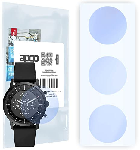 apgo Displayschutzglas 3 Stück für Fossil Hybrid HR Collider FTW7010 Smartwatch, Hybrid 9H, Bildschirmschutz, Schutzglas mit Full Glue [Klar, Kratzfest]